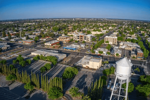 How to Get Title Loans in Clovis, CA Aerial View of the Fresno suburb of Clovis, California